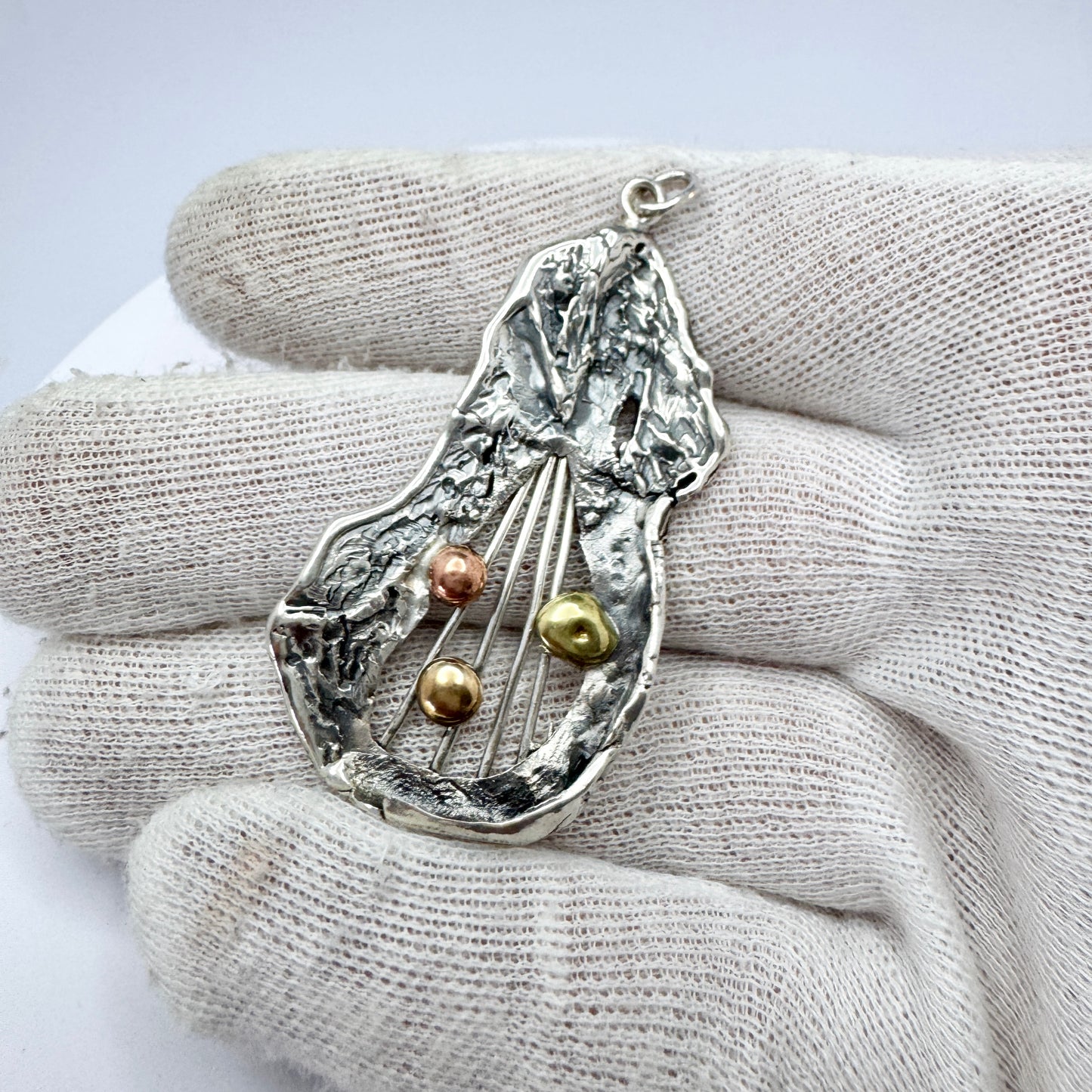 Firenze, Italy. Vintage Brutalist Sterling Silver Pendant.