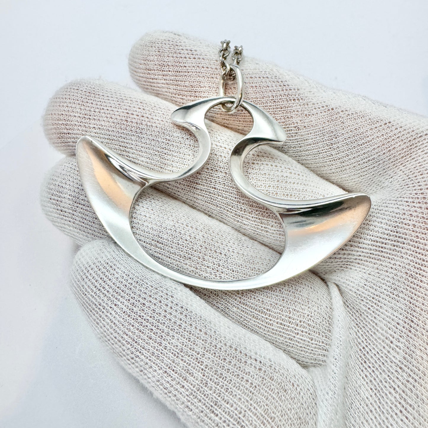 Henning Koppel for Georg Jensen, Denmark c 1970s. Large Sterling Silver Pendant Necklace.