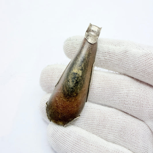 Chunky Vintage Solid Silver Hardstone Pendant.