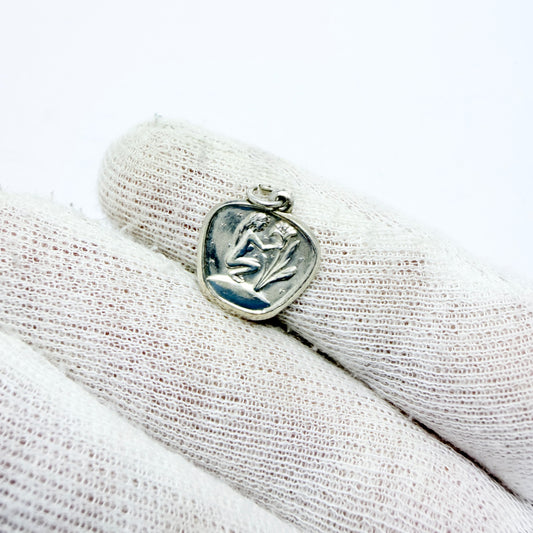 Alton, Sweden 1952. Vintage Solid Silver Zodiac Virgo Charm.