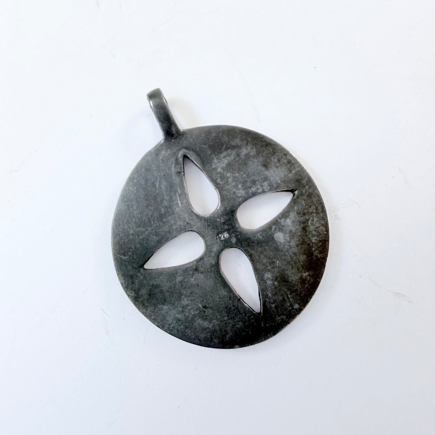 Vintage Blackened Sterling Silver Sun Cross Pendant