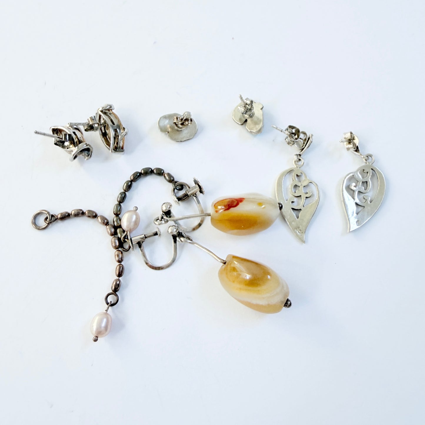 Job-lot. Vintage Silver Earrings and Earring Pendants.