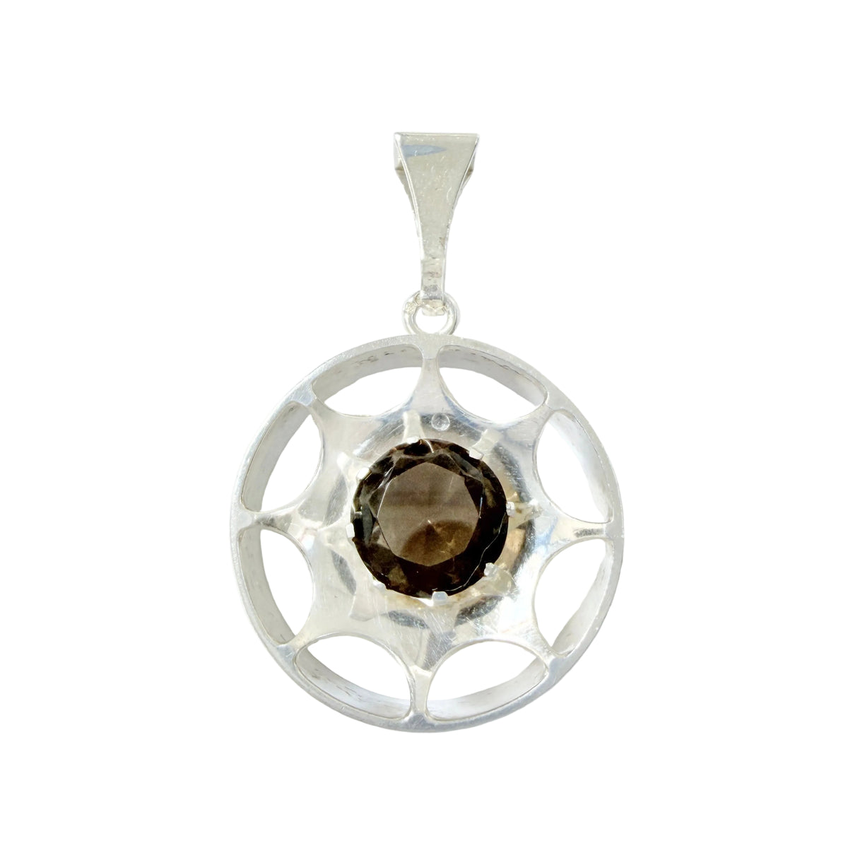Salovaara, Finland ca 1970. Vintage Sterling Silver Smoky Quartz Pendant