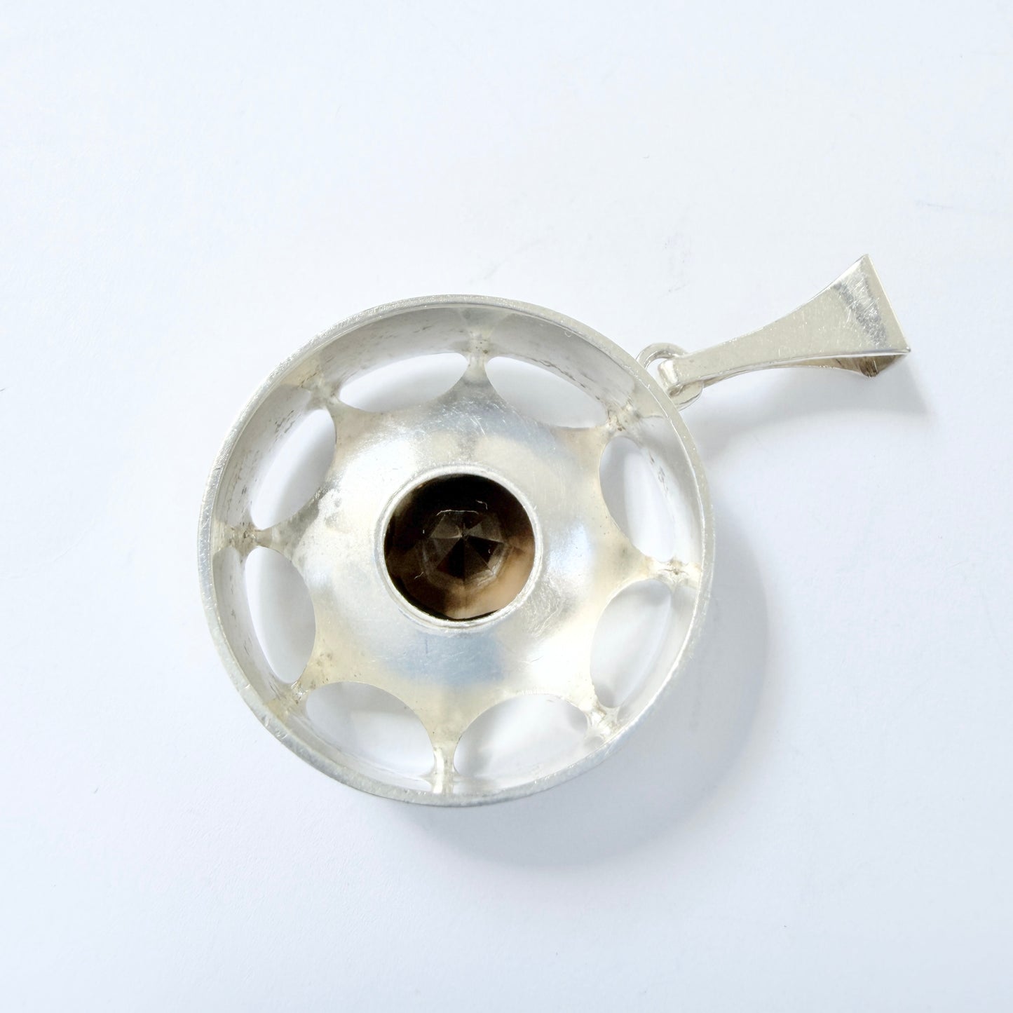 Salovaara, Finland ca 1970. Vintage Sterling Silver Smoky Quartz Pendant