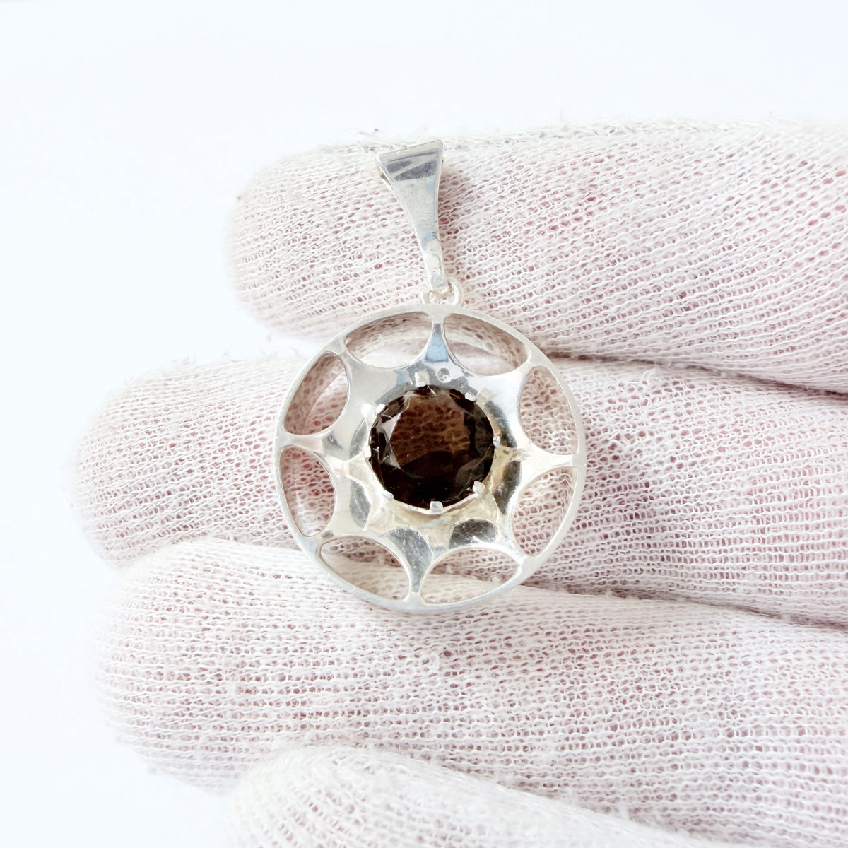 Salovaara, Finland ca 1970. Vintage Sterling Silver Smoky Quartz Pendant