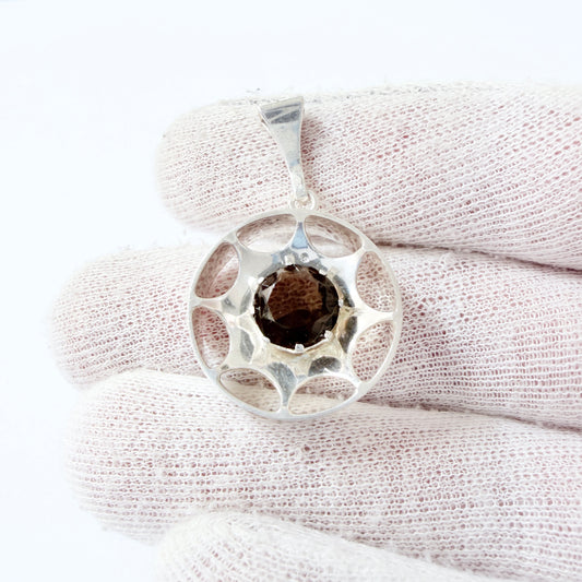 Salovaara, Finland ca 1970. Vintage Sterling Silver Smoky Quartz Pendant