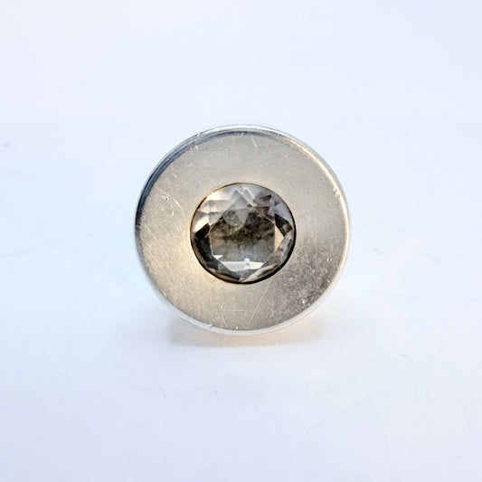 Elis Kauppi, Kupittaan Kulta Finland 1964. Vintage Solid Silver Rock Crystal Ring.