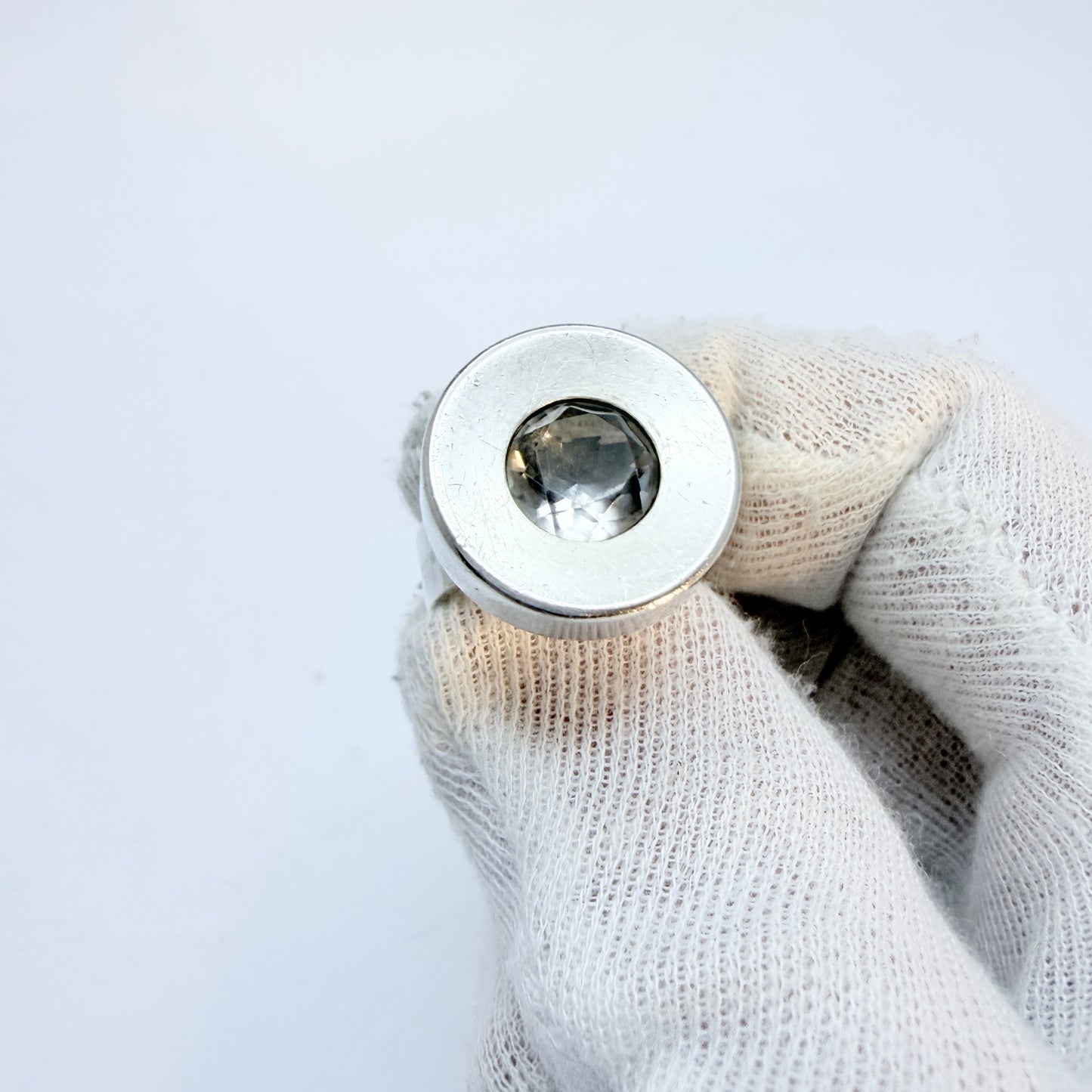 Elis Kauppi, Kupittaan Kulta Finland 1964. Vintage Solid Silver Rock Crystal Ring.