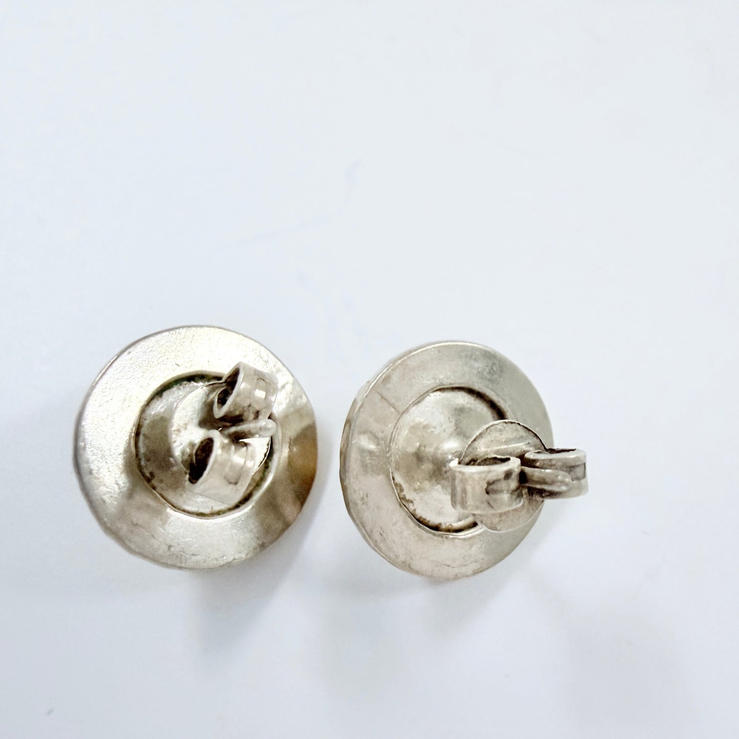 Vintage ca 1960s Solid Silver Tiger's Eye Stud Earrings.