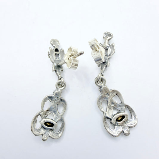 Vintage ca 1940s. Solid Silver Paste Stone Earrings.