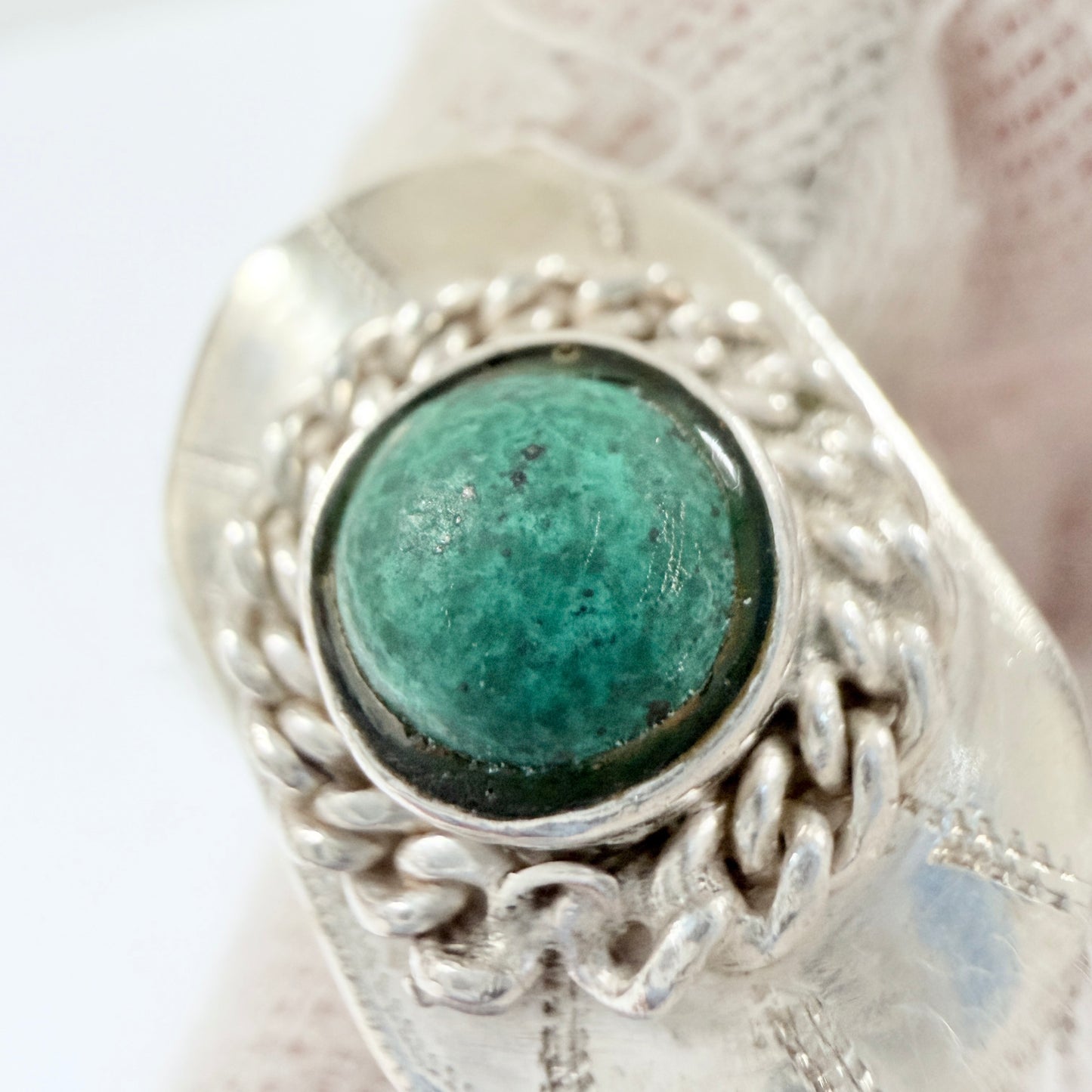 Sweden 1990. Vintage Sterling Silver Eilat Stone Ring.
