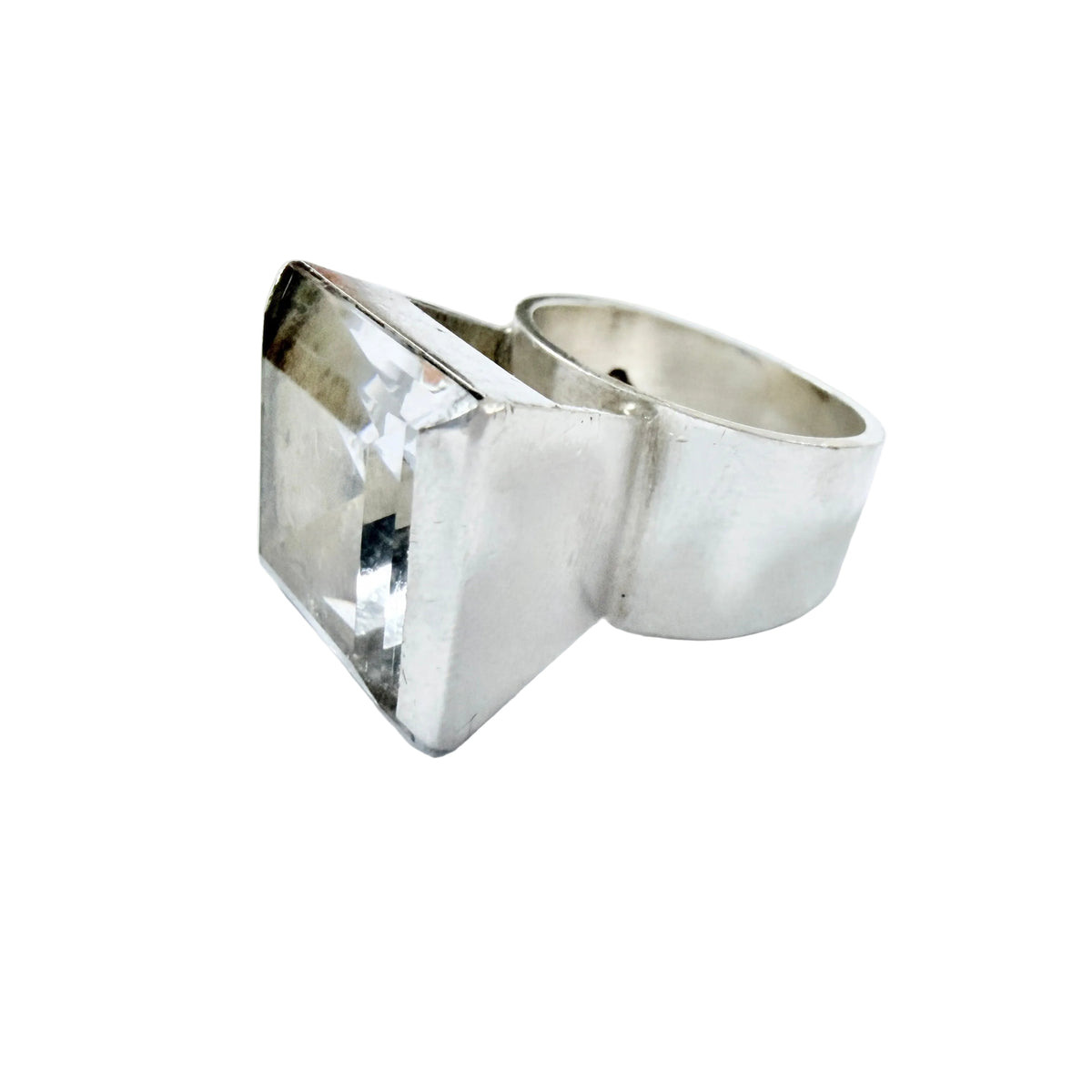 G Dahlgren, Sweden 1969. Bold Vintage Sterling Silver Rock Crystal Ring.