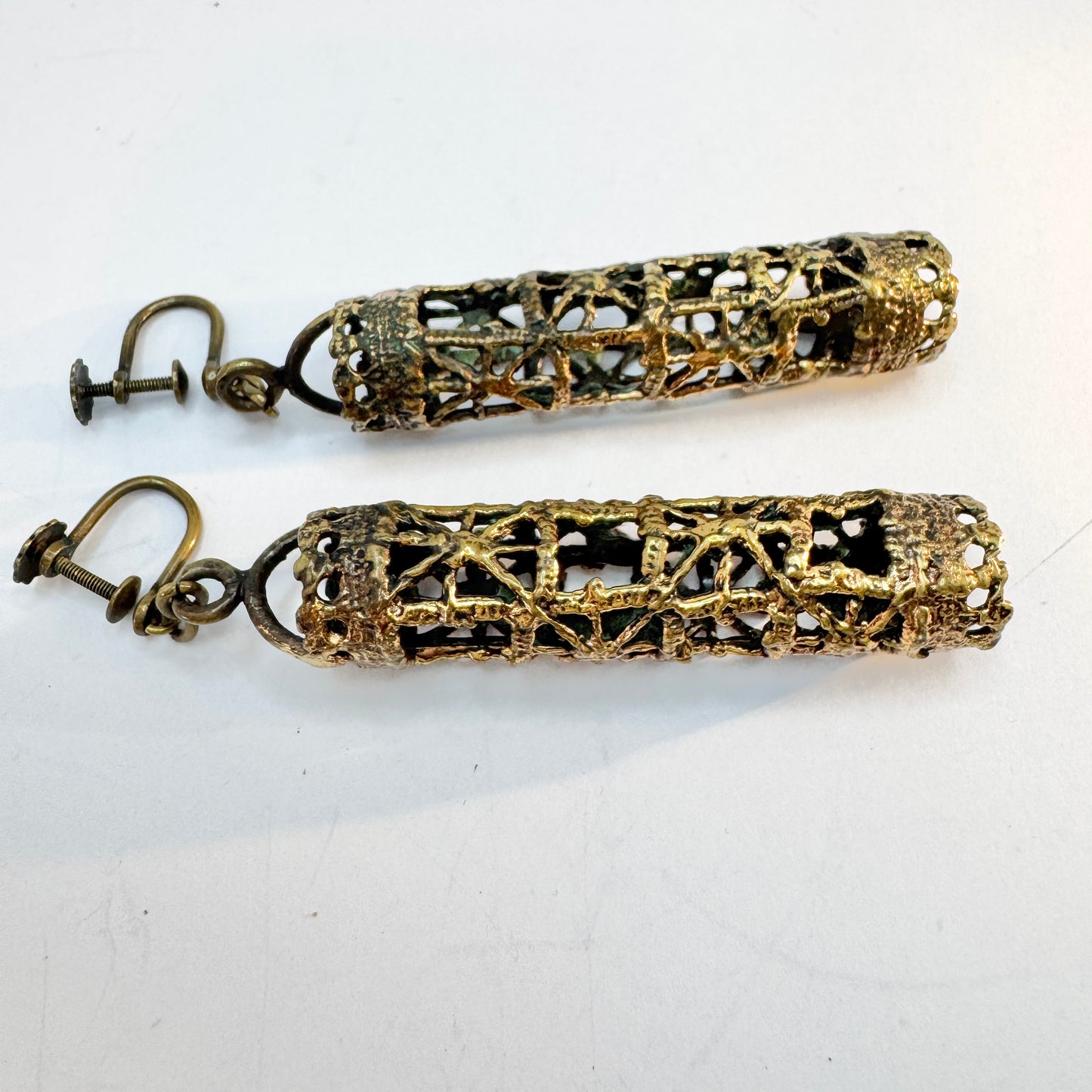 Pentti Sarpaneva, Finland 1970s. Large Vintage Bronze Earrings.