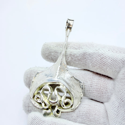 Robbert, for Nordisk Kokusai Sweden 1975. Large Vintage Sterling Silver Pendant. Signed.