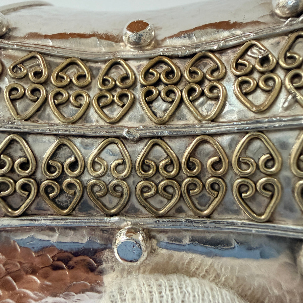 Bold Vintage Sterling Silver Metal Work Cuff Bracelet.