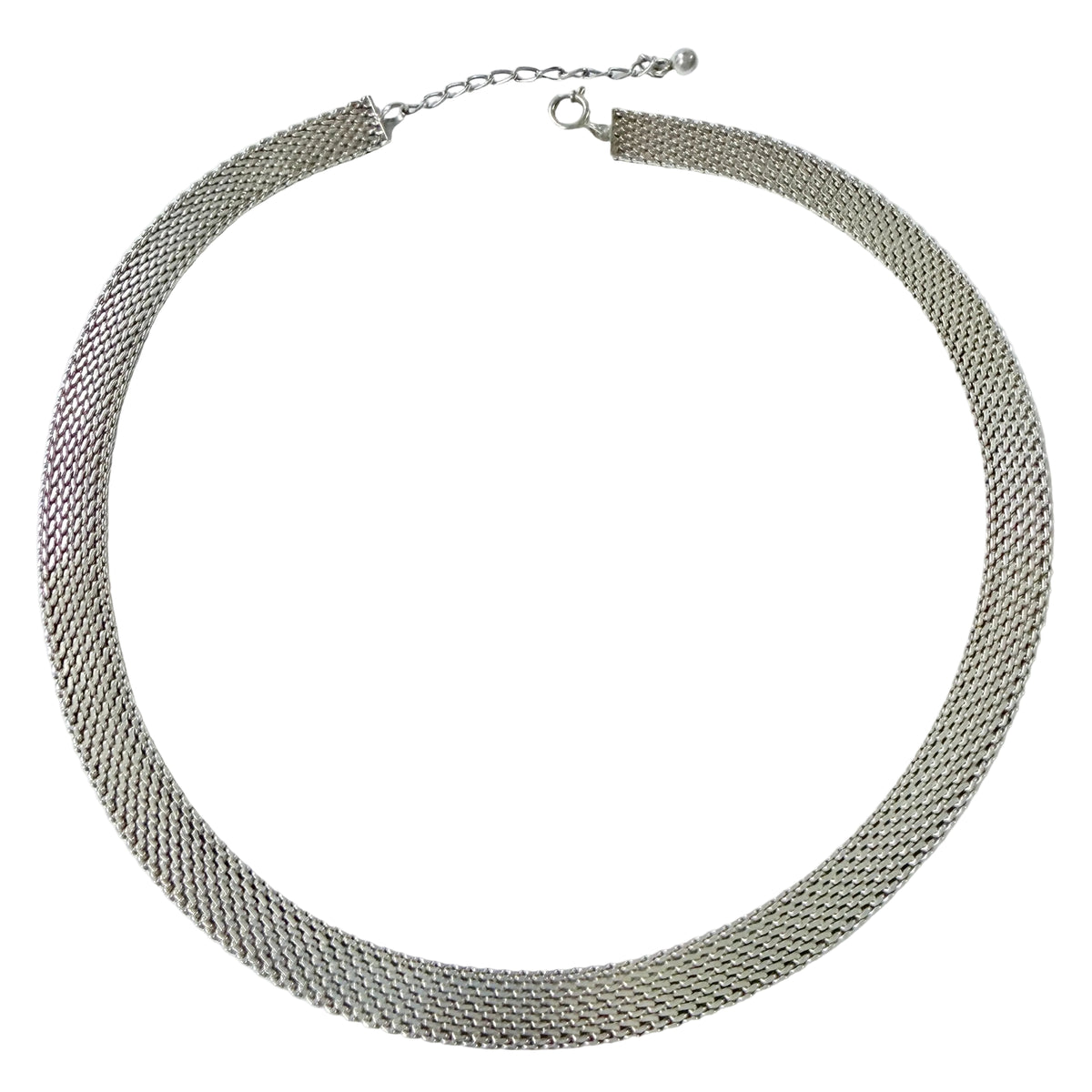 Vintage c 1970 Solid Silver Mesh Necklace.