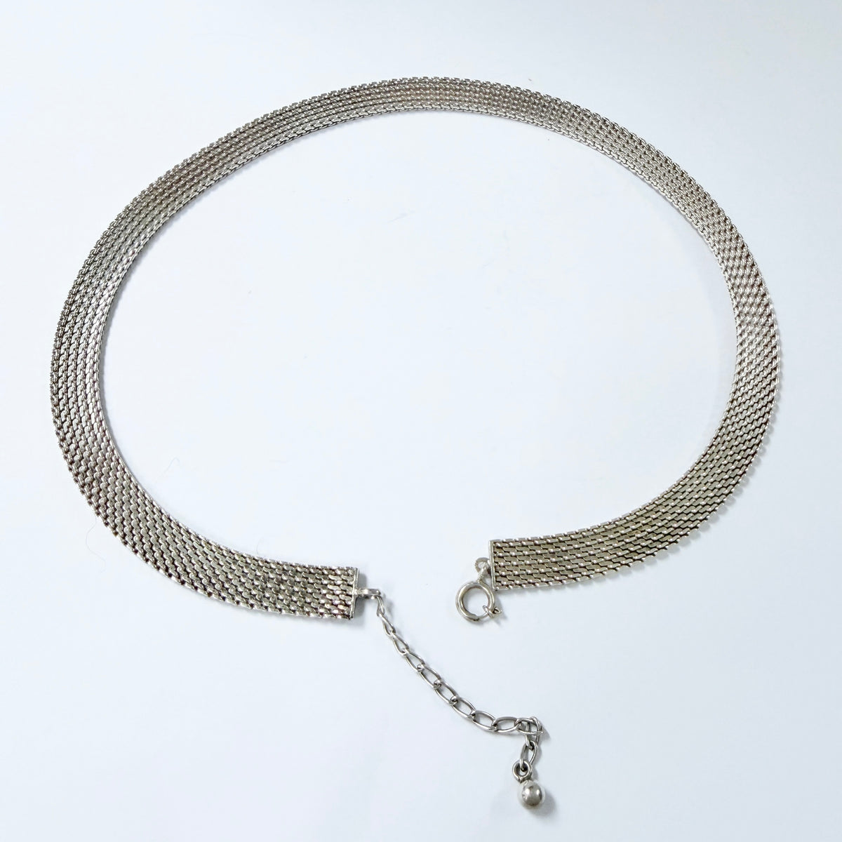 Vintage c 1970 Solid Silver Mesh Necklace.