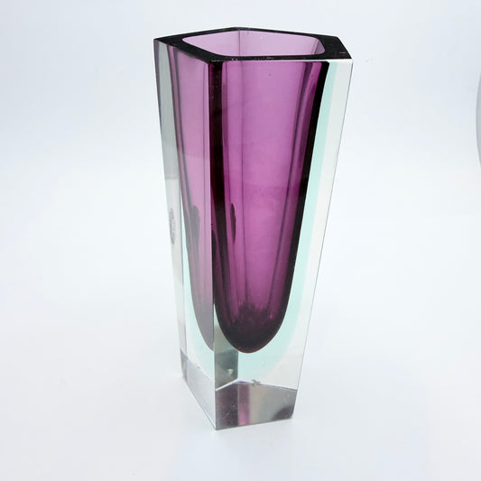 Attr. Flavio Poli, Murano Italy ca 1950s. Vintage Sommerso Glass Vase.