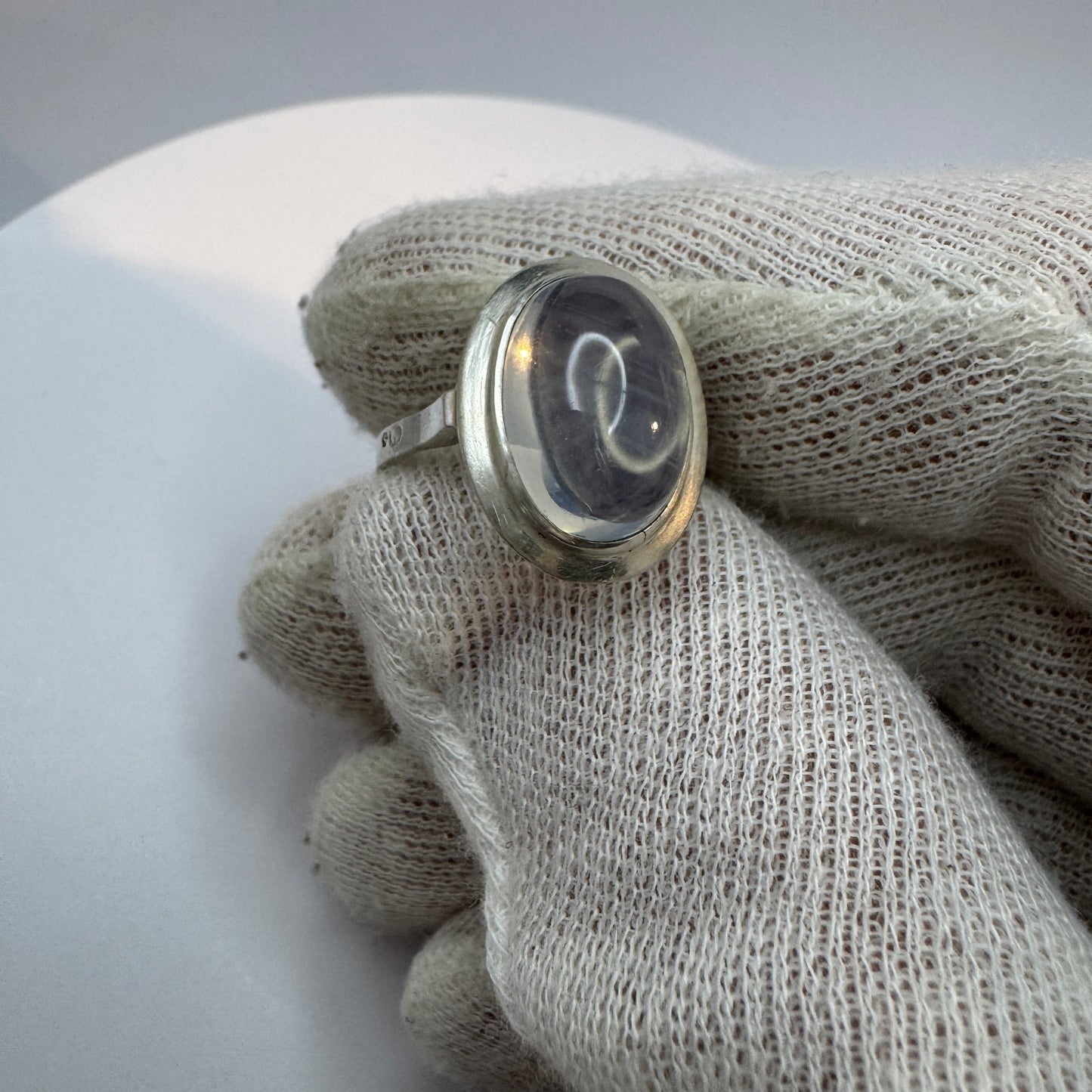 Sweden. Vintage c 1960 Solid Silver Clear Quartz Ring.