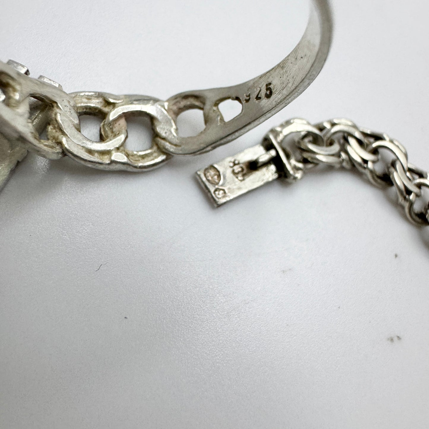 Vintage Solid Silver Bismarck Ring + Bracelet.