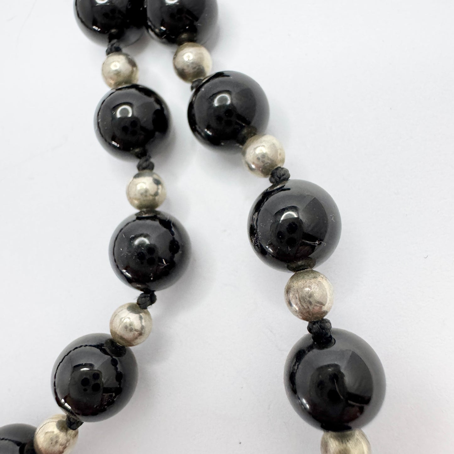 Vintage Solid Silver Onyx Necklace.