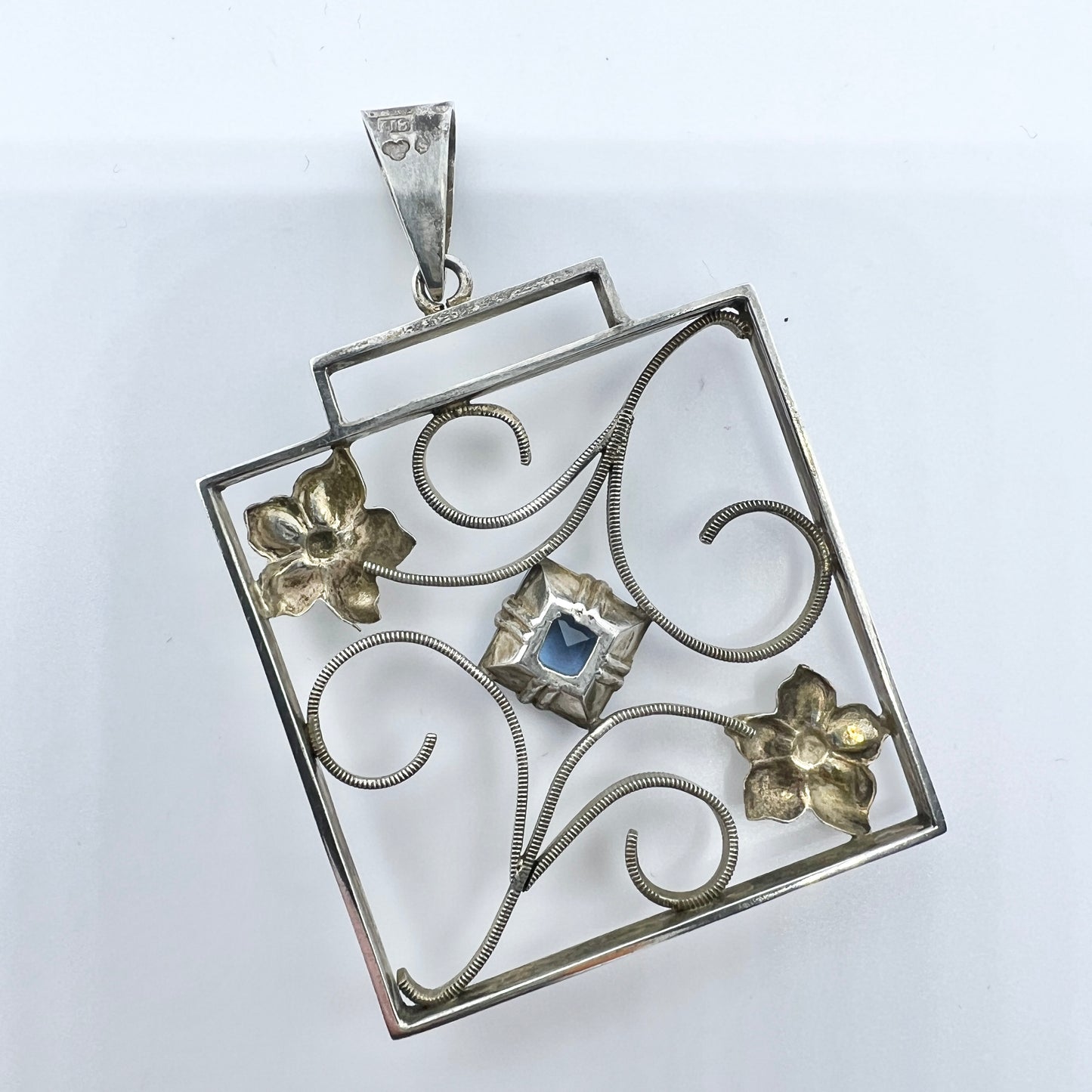 Ekström & Blohm, Sweden 1946. Vintage Intense Blue Synthetic Spinel Pendant.
