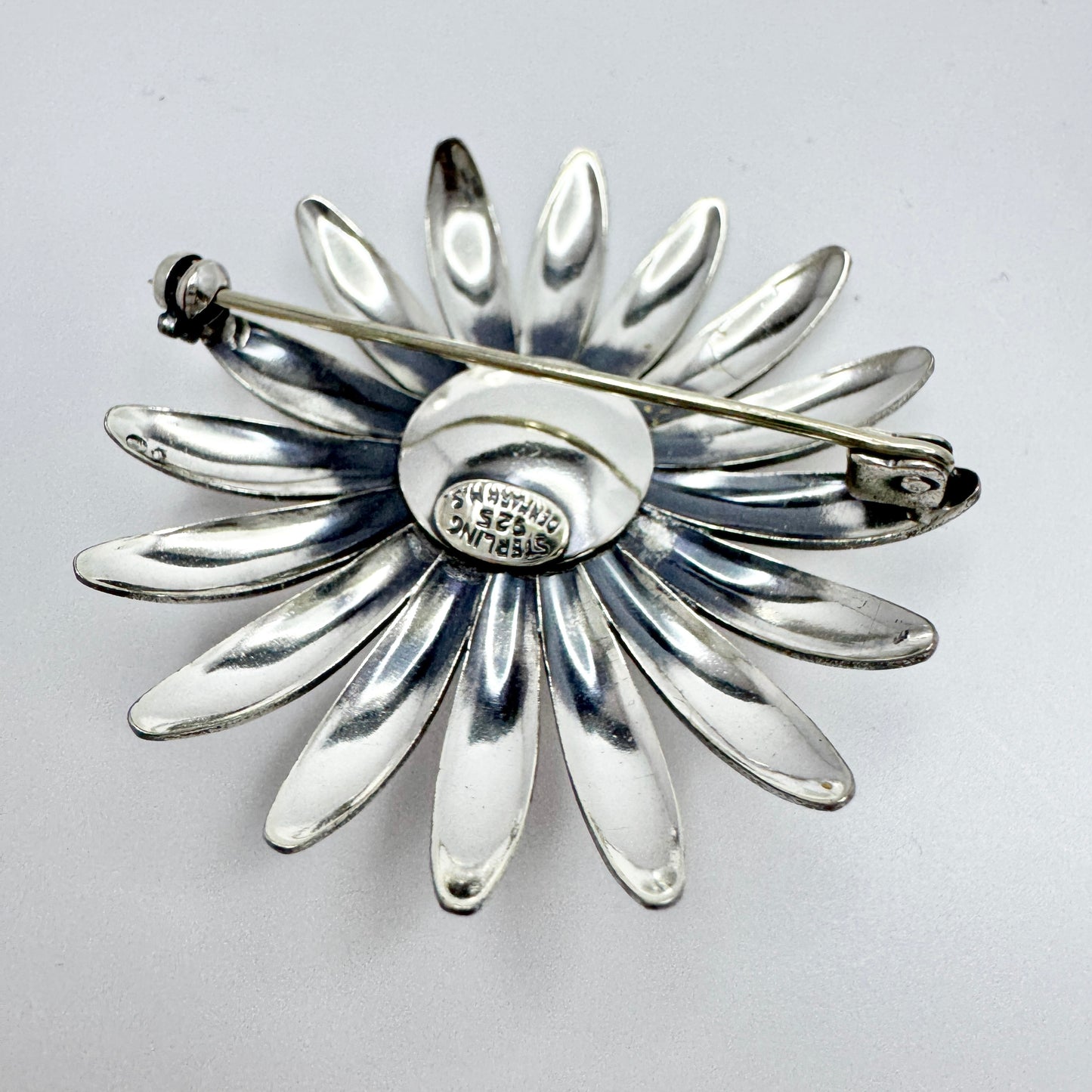 Herman Siersbøl, Denmark 1950-60s. Vintage Sterling Silver Flower Brooch.
