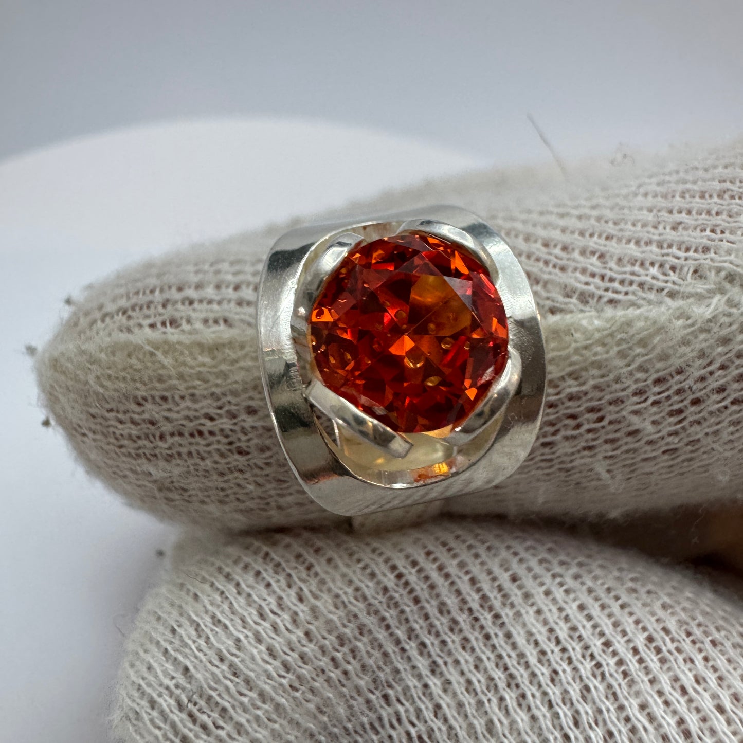 Brofod, Sweden 1975. Vintage Sterling Silver Synthetic Sapphire Ring.