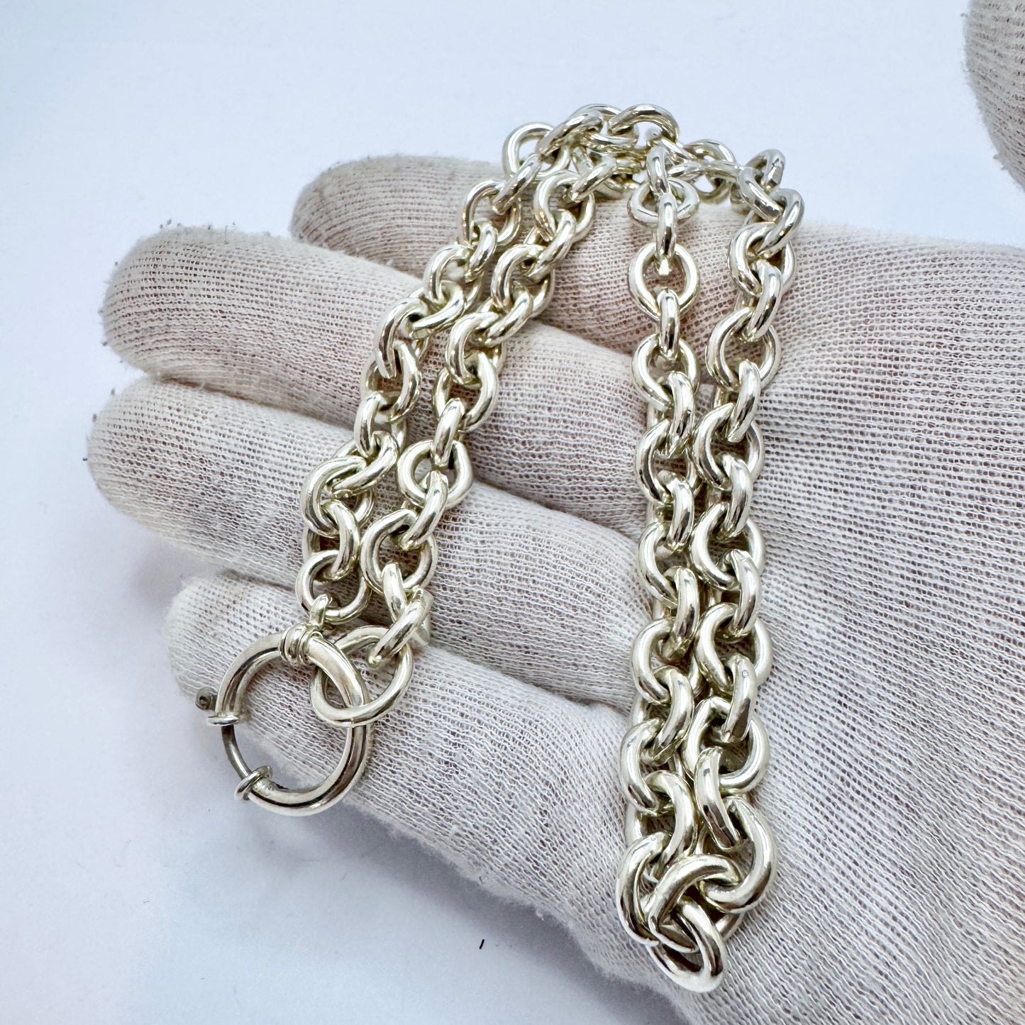 Chunky Vintage Sterling Silver 17" Watch Chain.
