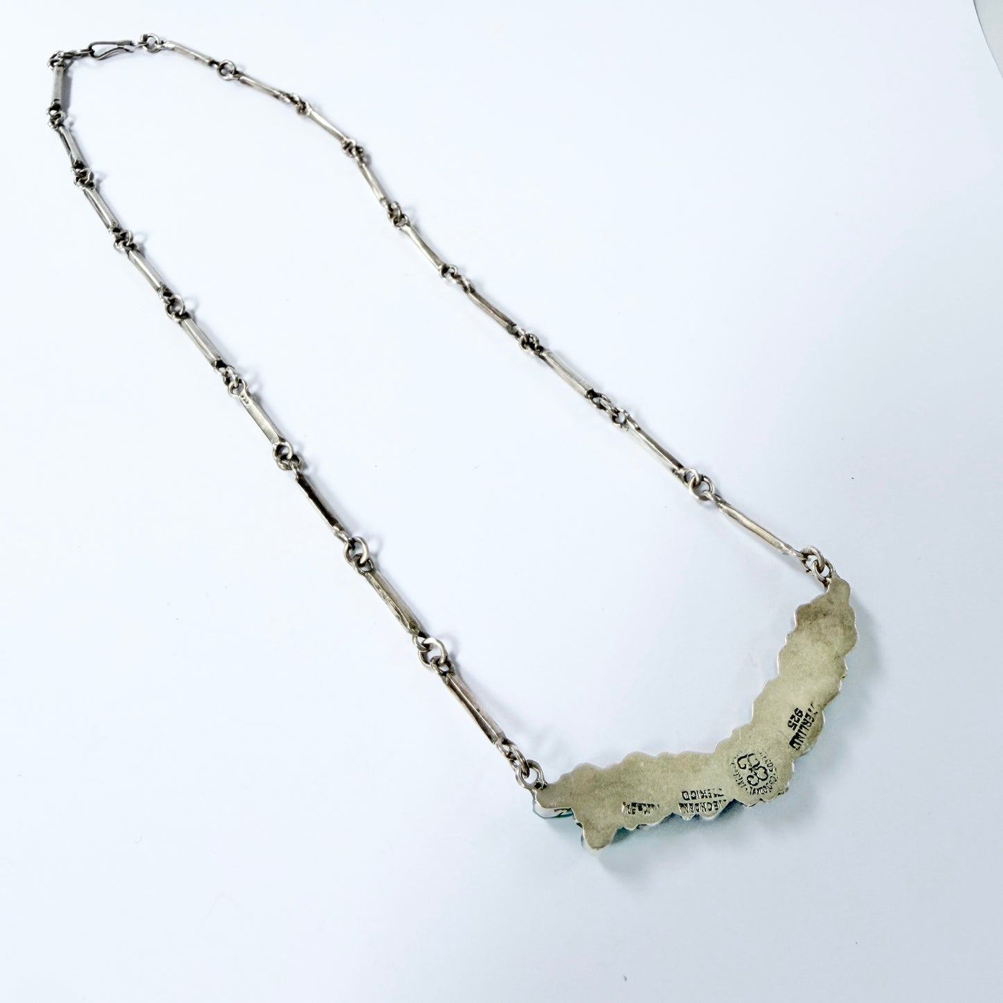 Los Ballesteros, Mexico. Vintage Sterling Silver Turquoise Necklace