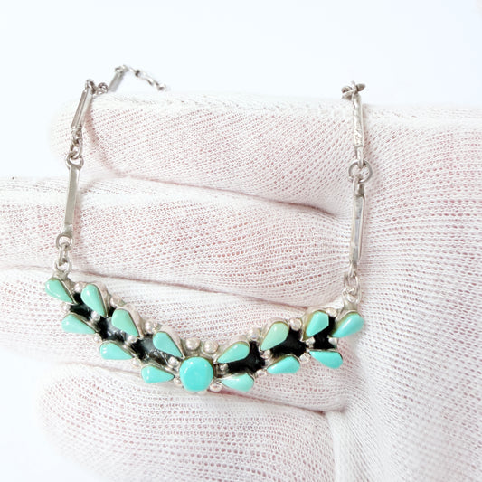 Los Ballesteros, Mexico. Vintage Sterling Silver Turquoise Necklace