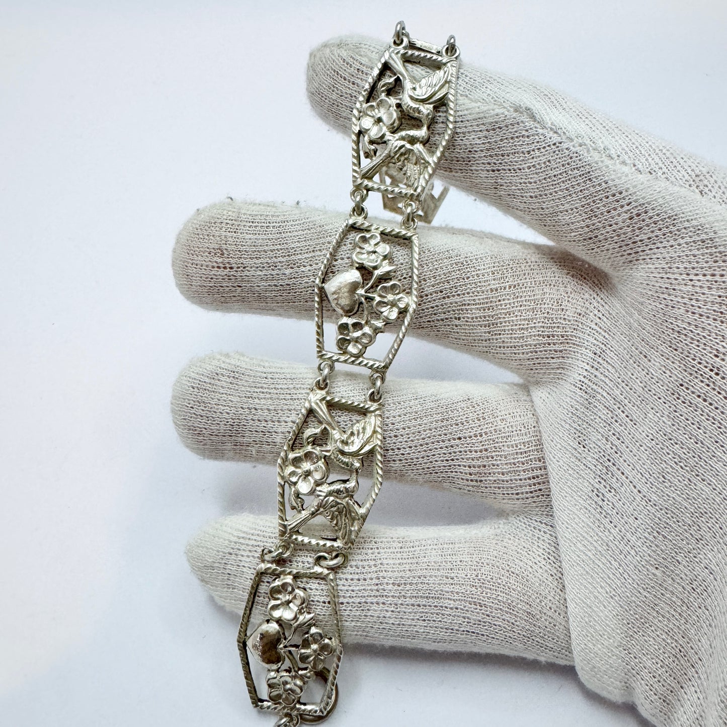 Klagenfurt, Austria. Vintage c 1940-50s. Solid Silver Love Bracelet.