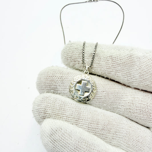 Sporrong, Sweden 1979. Vintage Solid Silver Nurse Pendant Necklace.