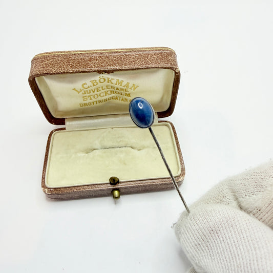 Antique Solid Silver Agate Pin. Boxed.