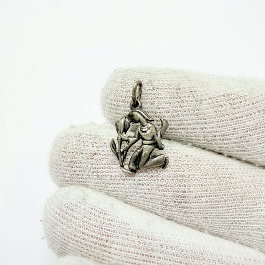 Kaplan, Sweden year 1960. Vintage Solid Silver Zodiac Virgo Charm
