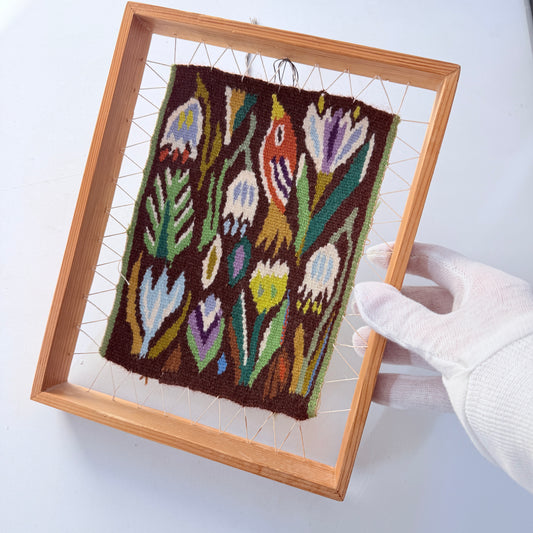 Sweden. Vintage Flemish Handwoven Wallhanging. Flowers.