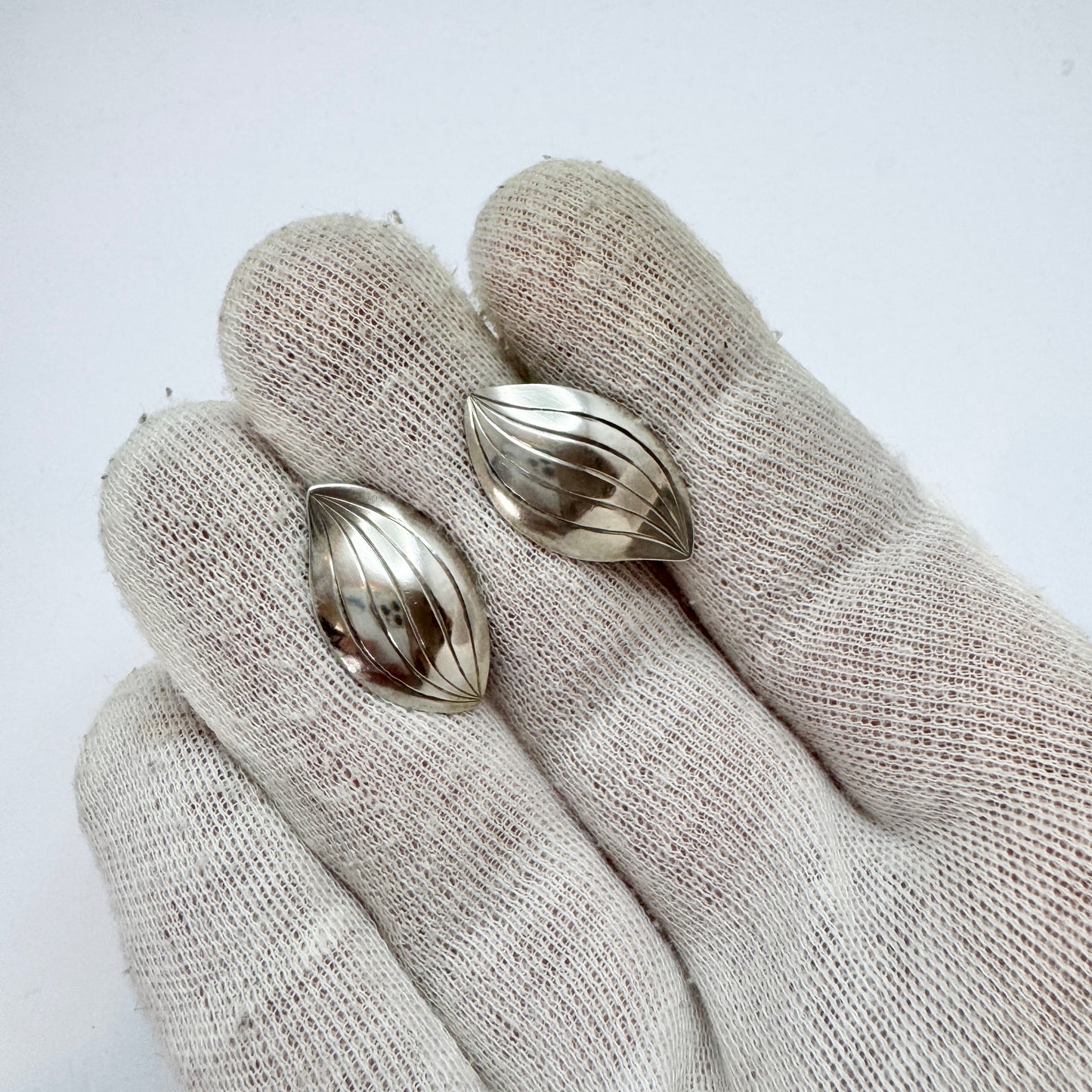 Sigurd Persson for Ateljé Stigbert, Sweden 1953. Vintage Sterling Silver Earrings.