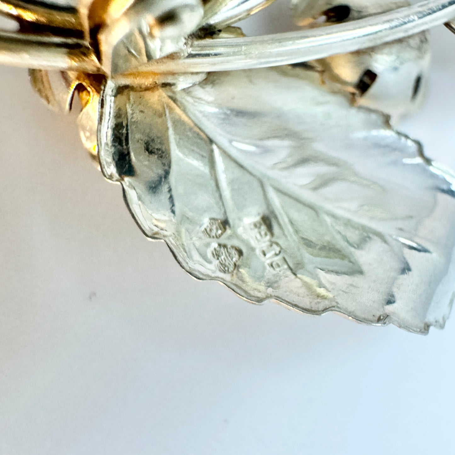 Sweden 1957. Vintage Solid Silver Flower Brooch.