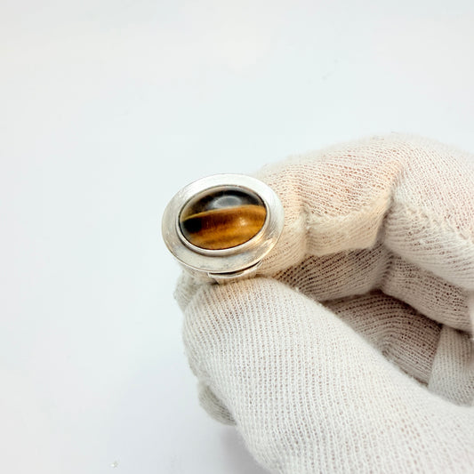 Niels Erik From. Denmark c 1960. Vintage Sterling Silver Tiger's Eye Ring.