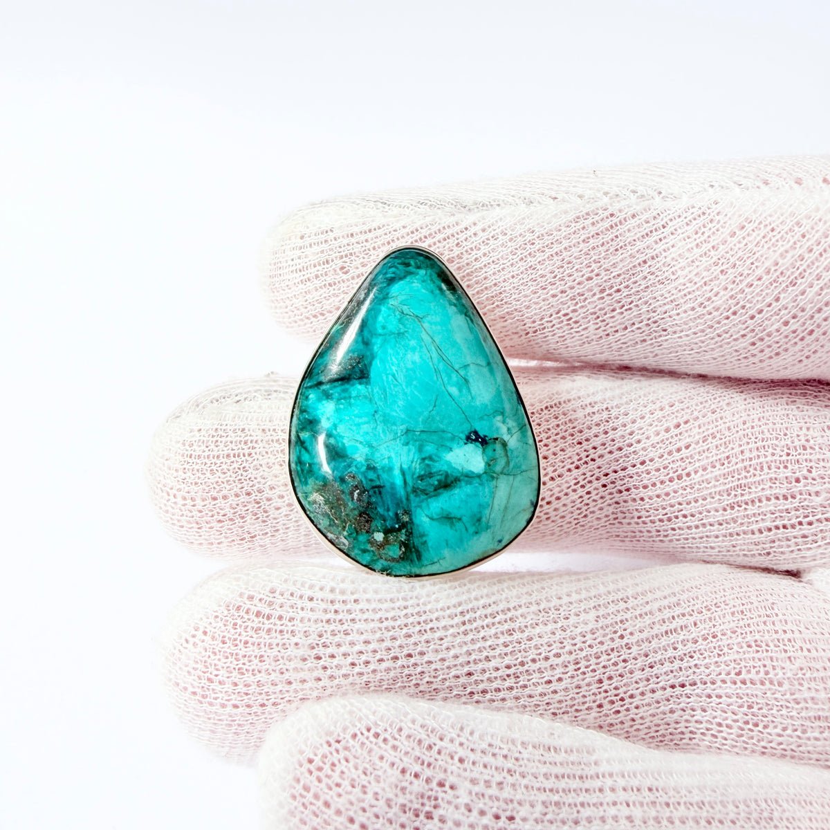 Norway 1965. Vintage Sterling Silver Chrysocolla Brooch Pendant.