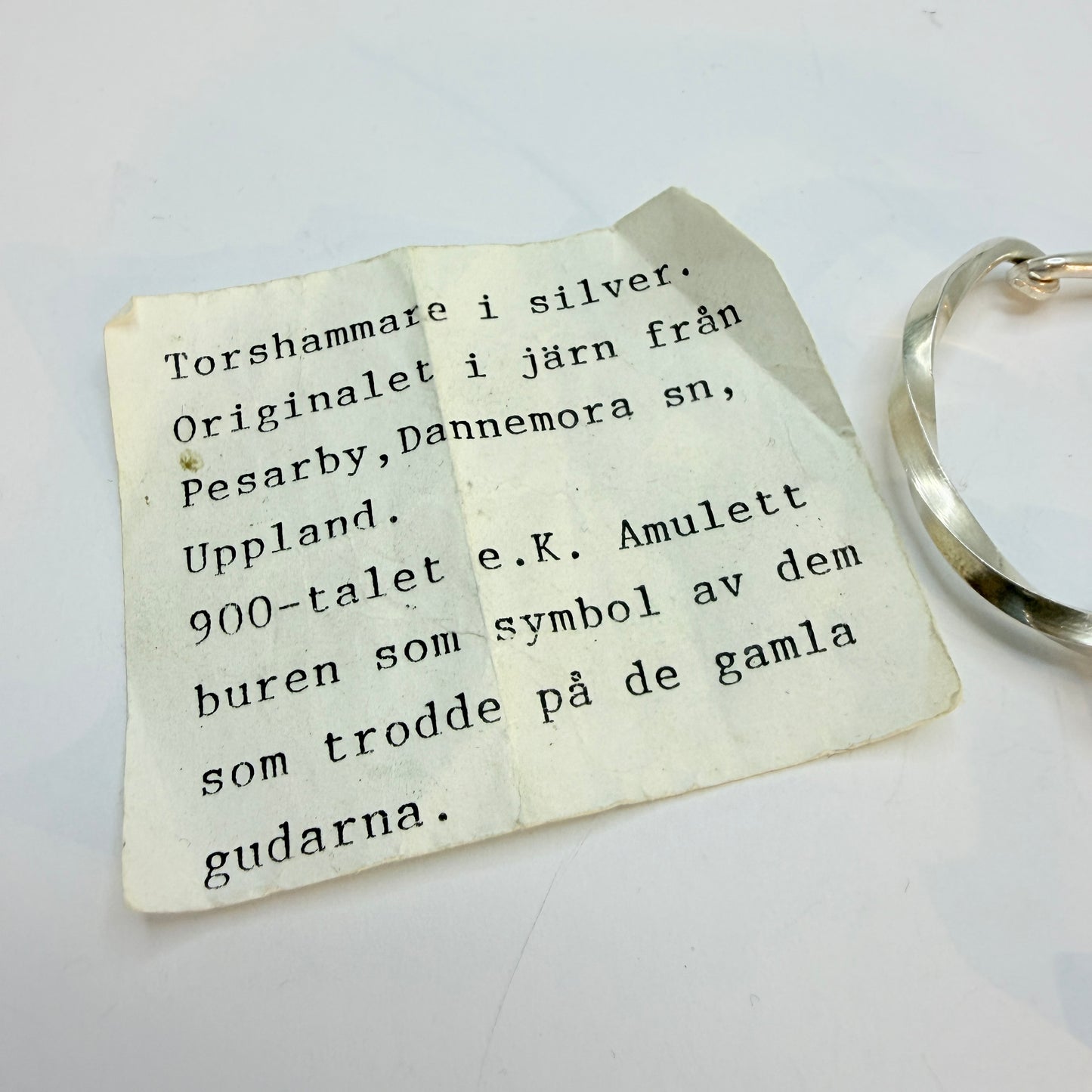 Stockholm, Sweden 1992. Large Vintage Sterling Silver Thor's Hammer Viking Copy Pendant.