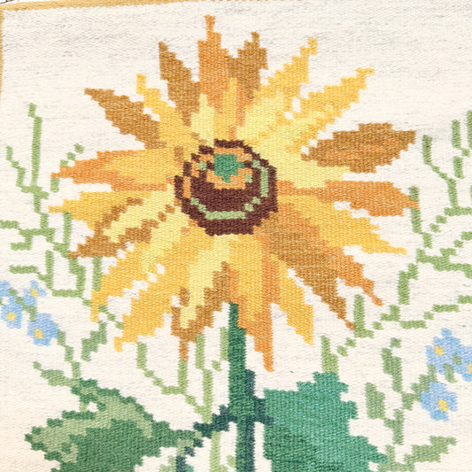 Sweden ca 1960-70s. Vintage Sunflower Tapestry Wall Hanging Art
