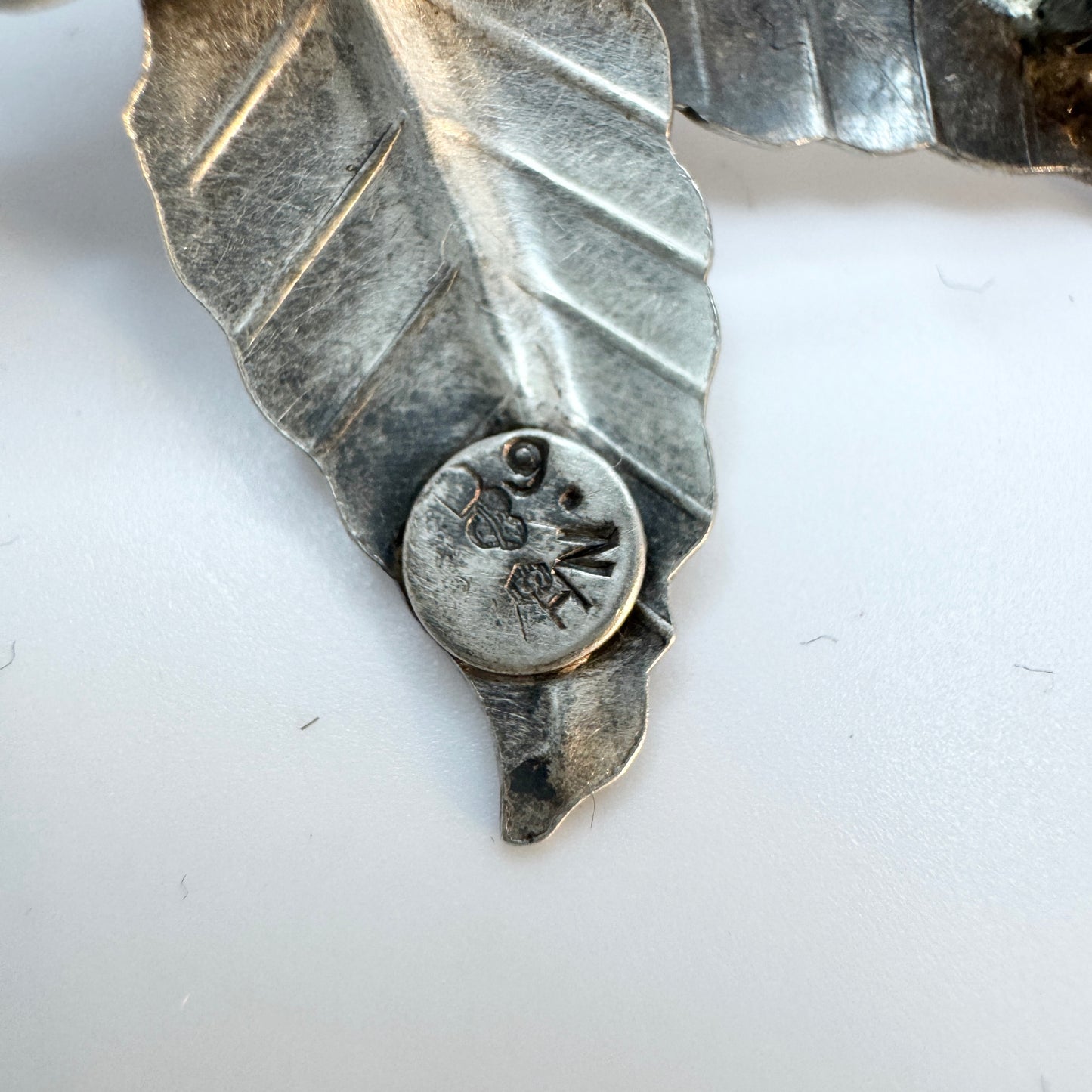 Sweden 1954. Vintage Solid Silver Flower Brooch.