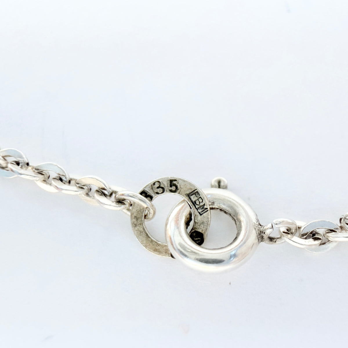 Germany 1930-40s. Vintage Solid Silver Pendant Long Chain Necklace.