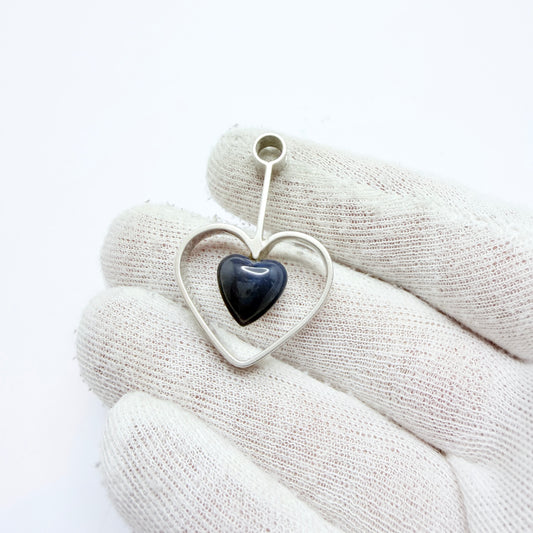 Victor Janson, Sweden year 1970. Vintage Solid Silver Bergslagen-stone Heart Pendant.