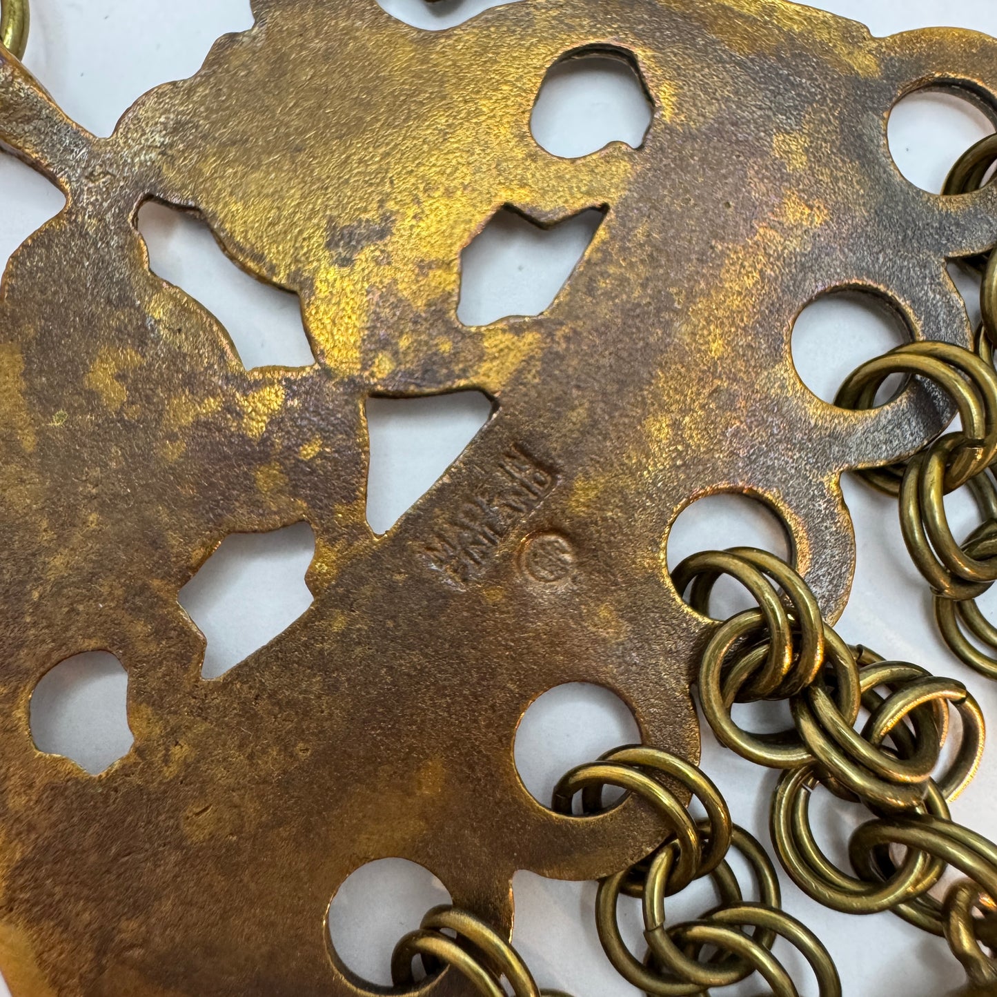 Kalevala Koru, Finland. Very Large Vintage Bronze Pendant Necklace. God's Horses.