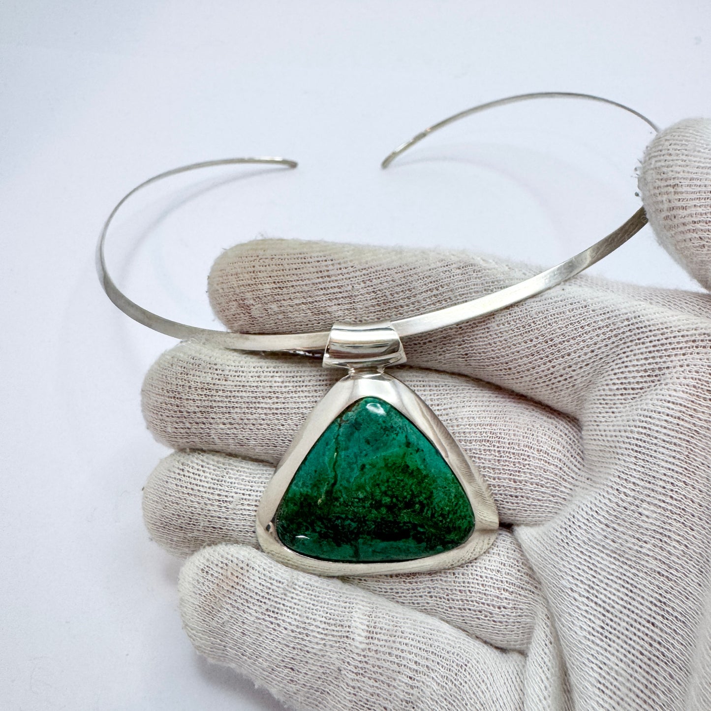 Vintage 950 Sterling Silver Eilat Stone Pendant Necklace.