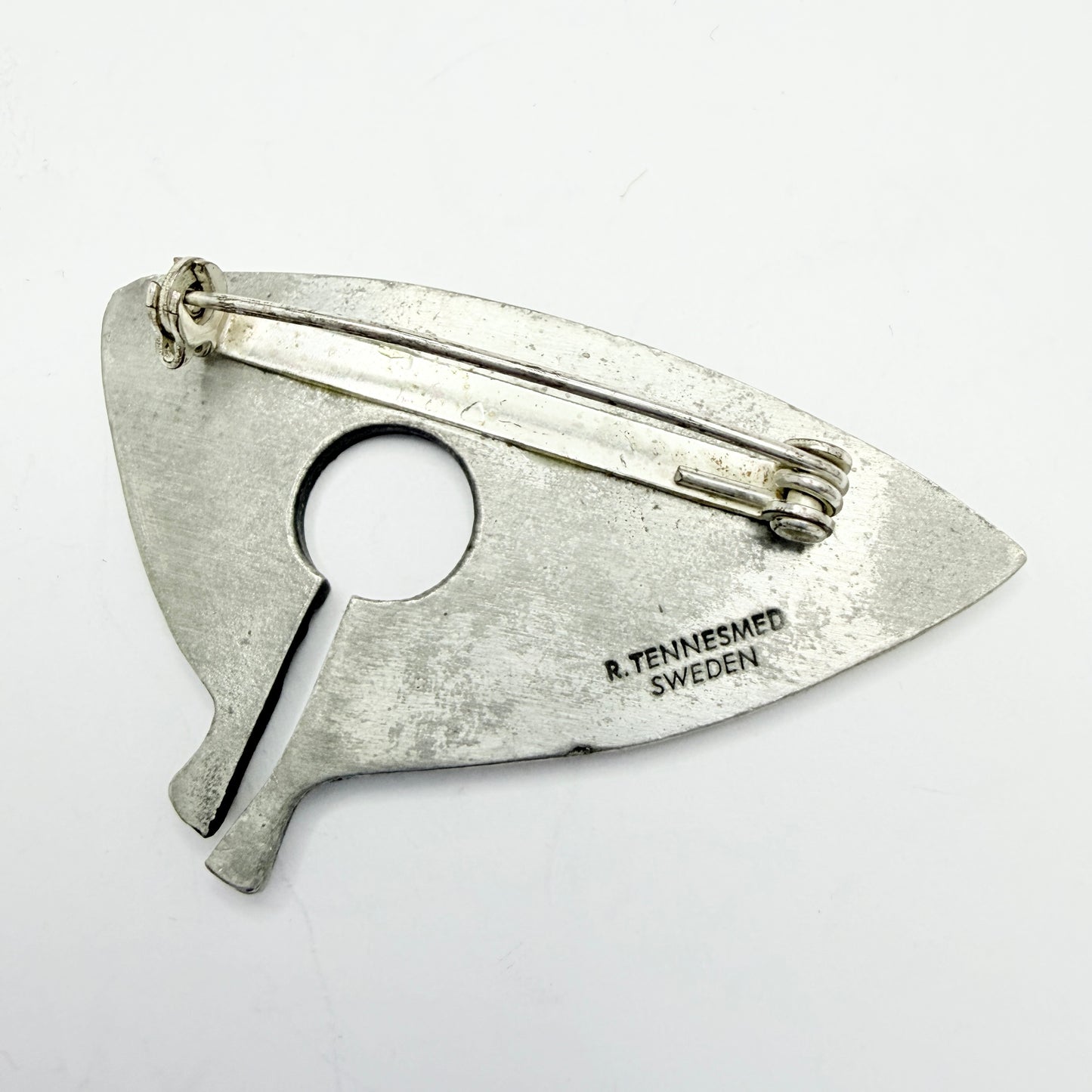Rune Tennsmed, Sweden 1970s. Vintage Pewter Brooch.