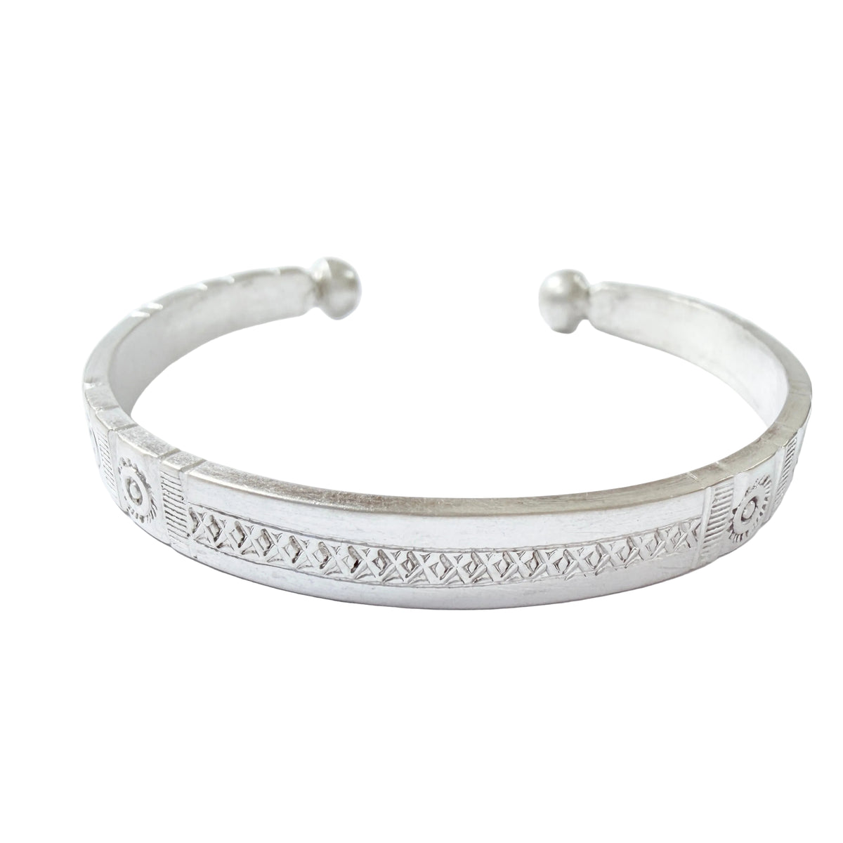 Vintage Solid Silver Open Bangle Bracelet.