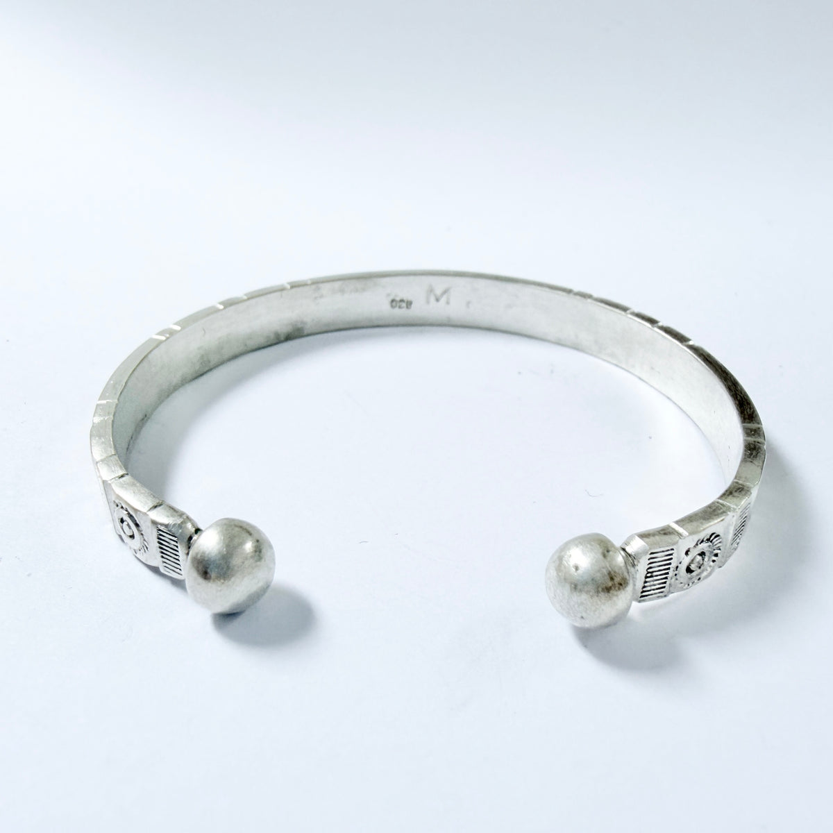 Vintage Solid Silver Open Bangle Bracelet.